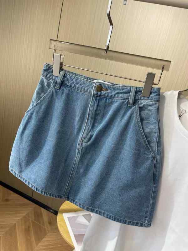 スカート レディース Aライン デニムスカート ミニスカート コットン 切り替え 普段使い おしゃれ着 春夏 浅ブルー