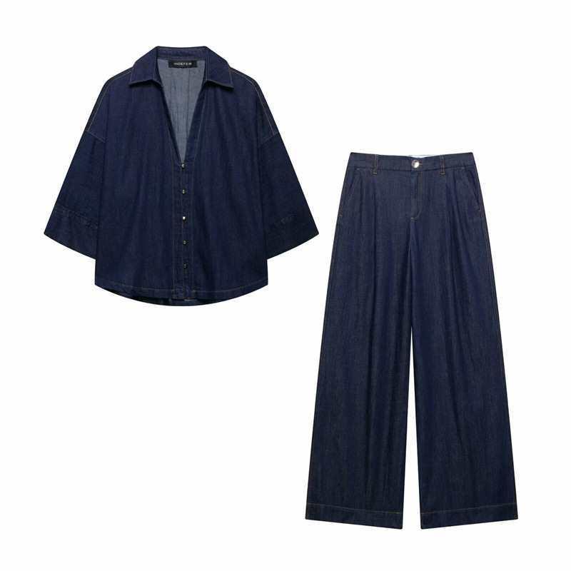 セットアップ レディース ワイドパンツ ブラウス トップス カジュアル 普段使い ポリエステル 春夏 五分袖 ストリート