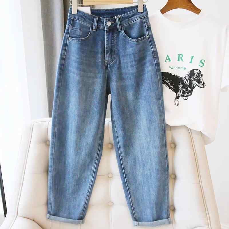 ジーンズ レディース ハーレムパンツ テーパード デニムパンツ 薄手 ハイウエスト ゆったり 梨形体型 ジーパン ブルー ブラック 黒 グレー 大きいサイズ 体型カバー 美脚 スタイルアップ