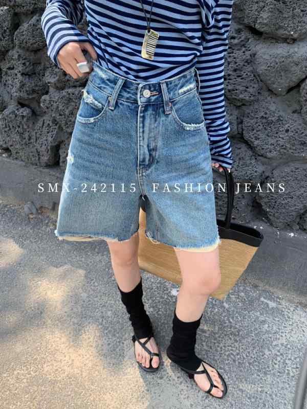 デニム レディース キュロットパンツ ハーフパンツ ワイドパンツ ゆったり 高見え おしゃれ かわいい カジュアル 韓国風 日韓スタイル ブルー