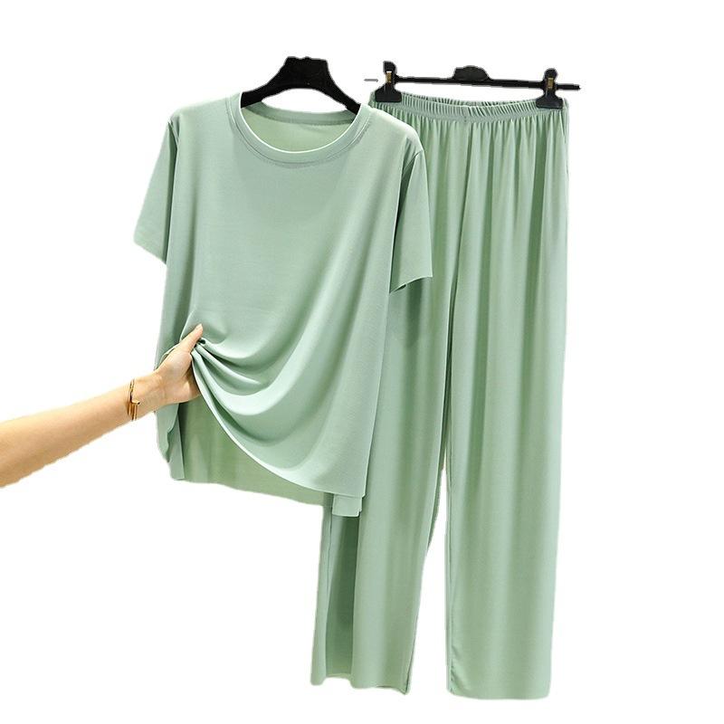Tシャツ レディース 春夏 セットアップ 半袖 トップス ワイドパンツ 接触冷感 部屋着 ルームウェア カジュアル かわいい ピンク系 ブルー