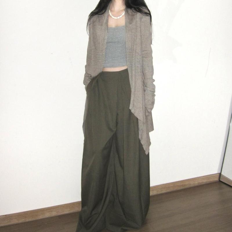 ニット カーディガン レディース 秋冬 レトロ風 ゆったり ワイドパンツ セットアップ 女性用 長袖 ポリエステル アクリル 普段使い デイリー