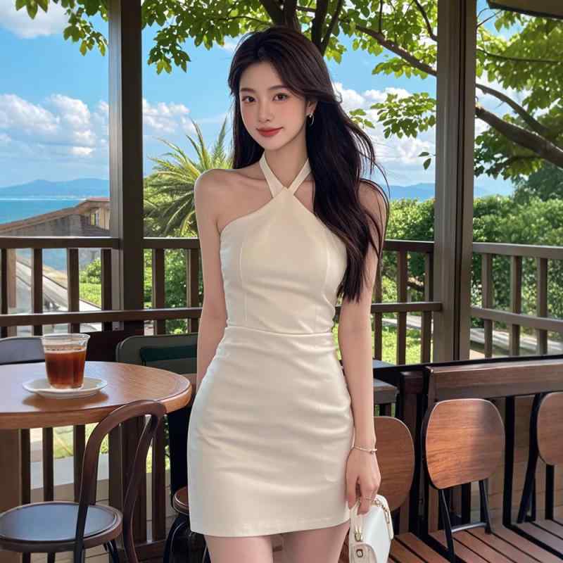 ワンピース レディース 白 挂・岑 ノースリーブ セクシー タイト ミニ丈 ポリエステル 修身 かわいい｜イーマイショップ