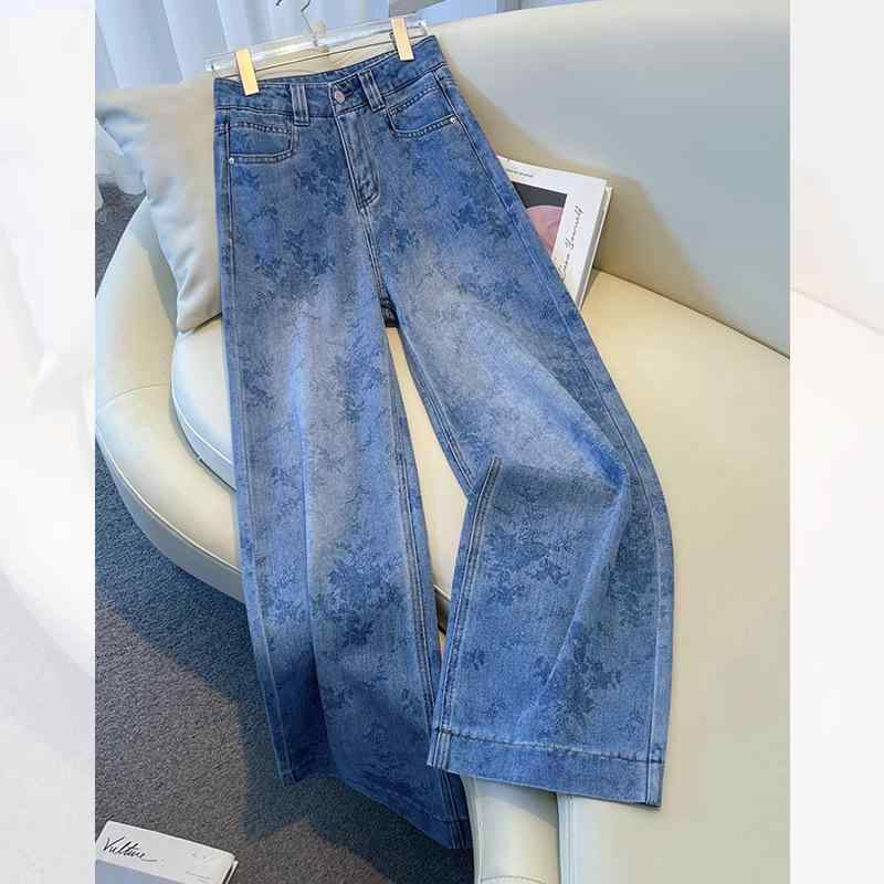 デニム レディース デニムパンツ ワイドパンツ ストレートパンツ 9分丈 接触冷感 再生繊維 ゆったり ハイウエスト 薄手