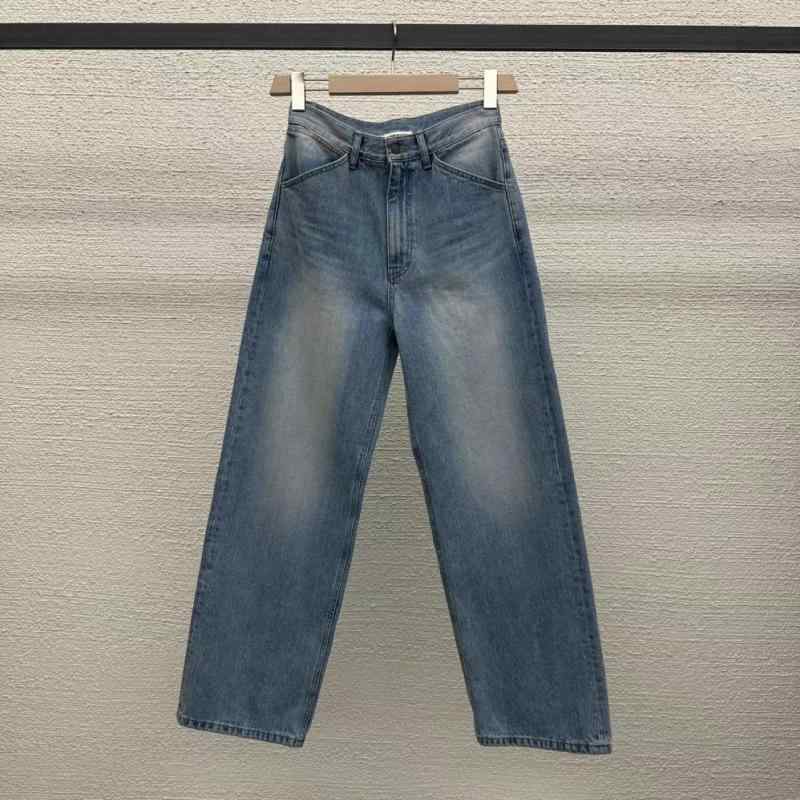 ジーンズ レディース ハイウエスト デニム 直筒パンツ ジーパン ブルージーンズ 綿 ウォッシュ加工 スタンダード ベーシック