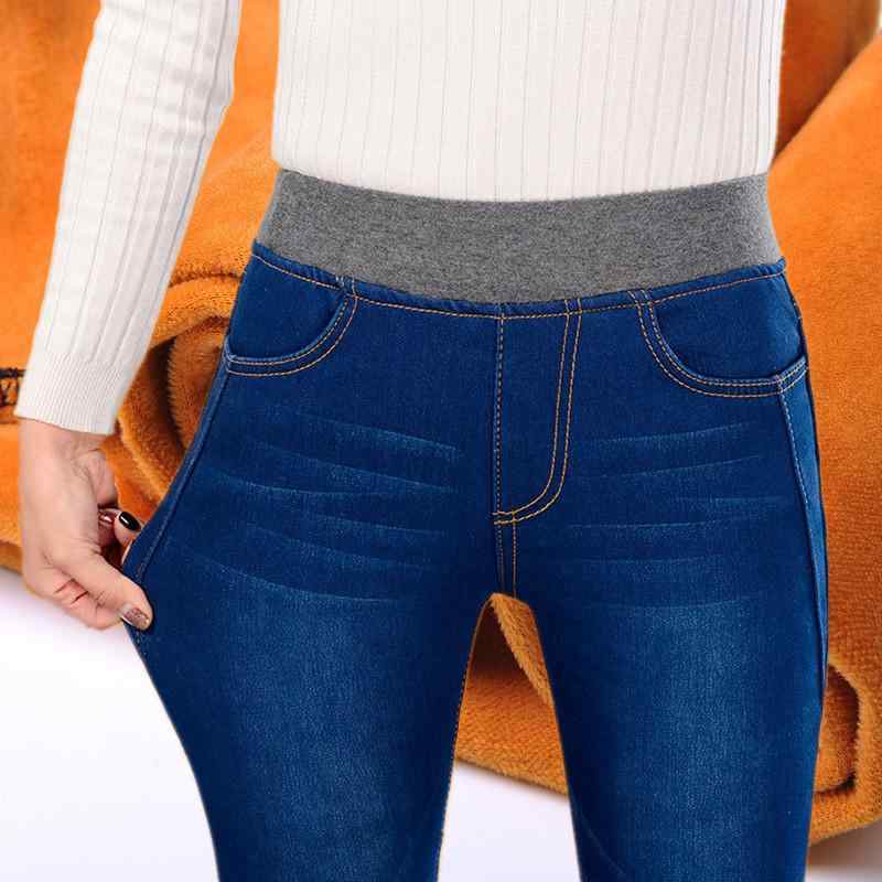 デニム レディース ジーンズ 裏起毛 暖パン スキニー パンツ ストレッチ 伸縮性 中厚手 ゆったり 大きいサイズ 黒 紺色 ウォッシュ加工