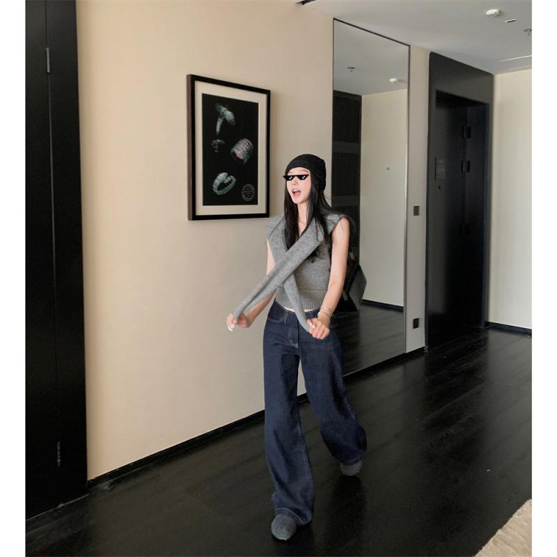 デニム レディース デニムパンツ ジーンズ ジーパン ストレート ワイド 高見え 美脚 脚長 ゆったり 体型カバー カジュアル 通勤 高腰 原牛色