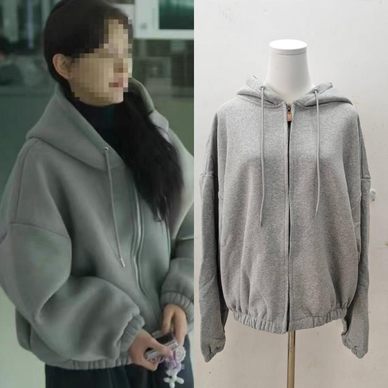 パーカー レディース 春物 韓国風 薄墨色 ジップアップ ボンネット付き添い人 裏起毛 トップス 長袖 普段使い走り 通い