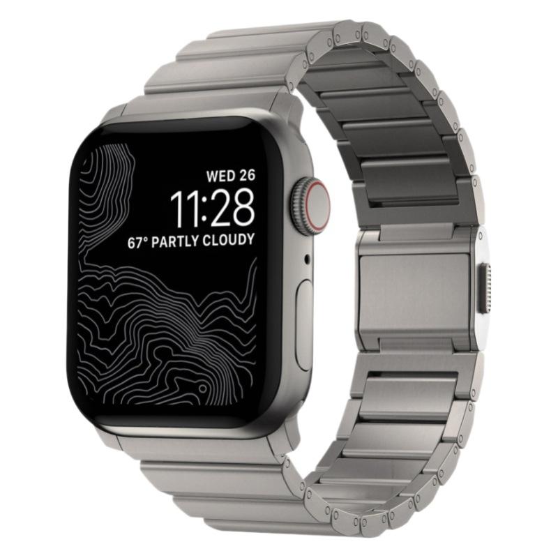 腕時計用バンド Apple/Samsung ステンレススチール チタン 磁気クラスプ メンズ スタイリッシュ 49mm 46mm 45mm 44mm 42mm ブラック シルバー チタンカラー