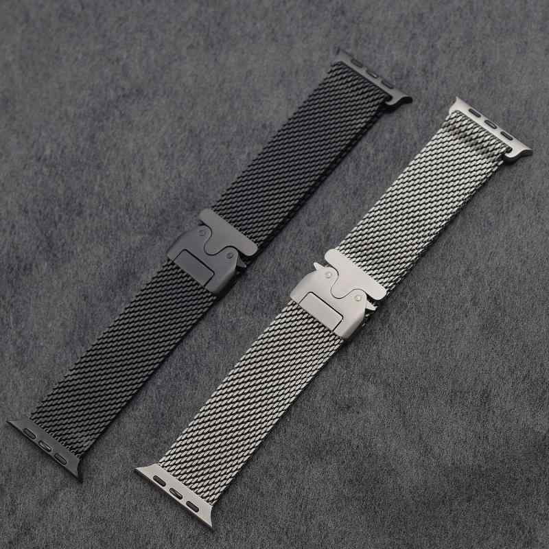 腕時計用バンド AppleWatch 純チタン製バンド ミラネーゼ 44mm 45mm 46mm 49mm 原チタン色 グラファイトブラック DCL耐摩耗処理 軽量 シンプル 交換ベルト|イーマイショップ