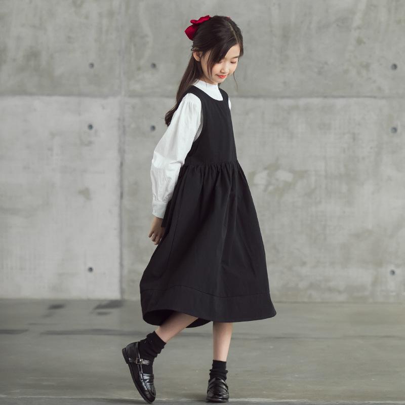 ワンピース 女の子 中学生 2点セット シャツ ノースリーブワンピース 子供服 コットン 春秋 セットアップ 発表会 結婚式 フォーマル 普段使い