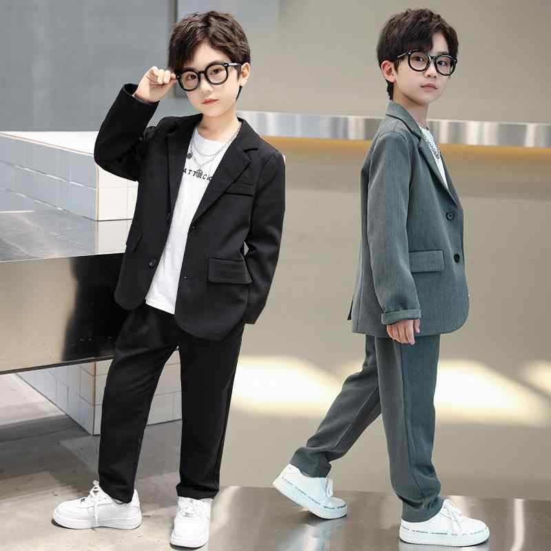 子供用スーツ 男の子 フォーマルスーツ 2点セット 春秋 子供服 韓版 ボーイズ ジャケット パンツ 上下セット おしゃれ カッコいい 入学式 卒業式 結婚式 発表会 普段着 ブラック グレー 120cm 130cm 140cm 150cm 160cm
