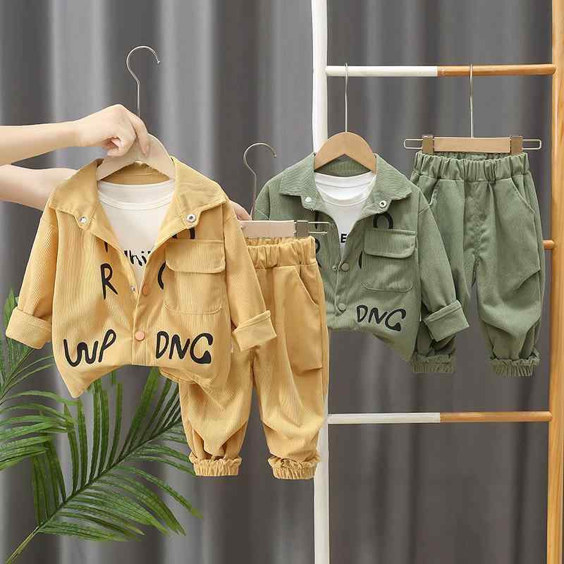 キッズ 男の子 コーデュロイ 長袖 セットアップ 上下セット 韓国風 子供服 春秋 アルファベット トップス パンツ 2点セット 普段着