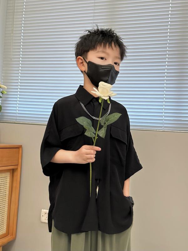シャツ 子供服 男の子 接触冷感 半袖 トップス カジュアル モノトーン 120cm 130cm 140cm 150cm 160cm 170cm