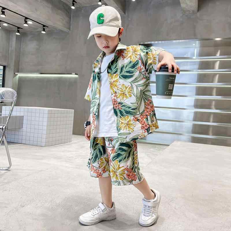 キッズ 男の子 アロハシャツ セットアップ ハワイアン リゾート 海 ビーチ 薄手 半袖 シャツ ショートパンツ 子供服 上下セット