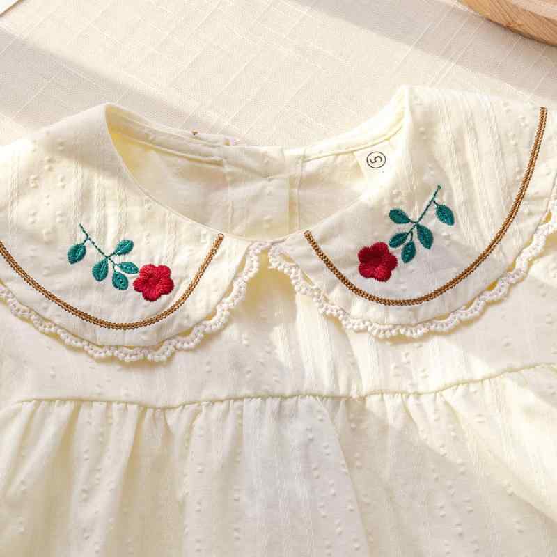 子供服 シャツ 女の子 春秋 長袖 襟付き 刺繍 トップス かわいい おしゃれ 韓国風 ベビー服 幼児 上着 普段着