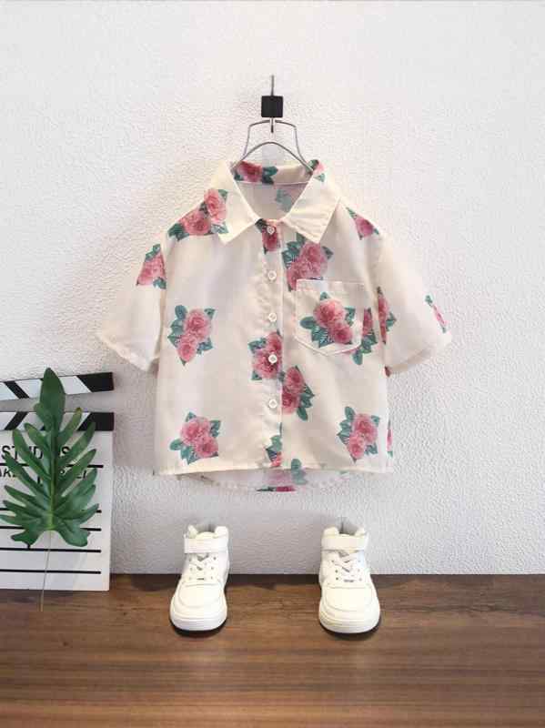 子供服 シャツ 男の子 半袖 綿 花柄 トップス リゾート 普段使い おしゃれ かわいい 90cm 100cm 110cm 120cm 130cm 140cm 150cm