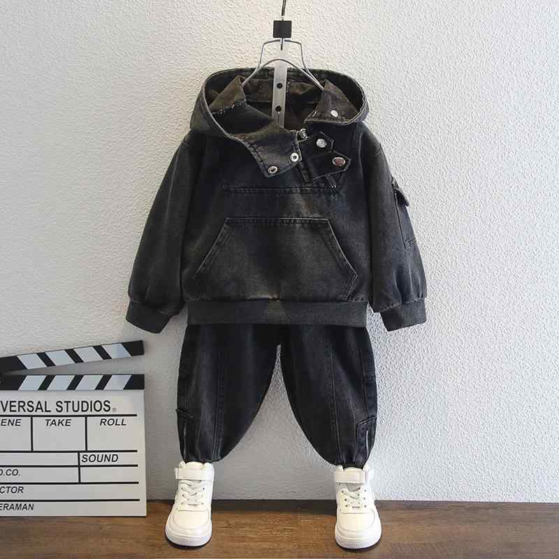 キッズ ボーイズ デニム セットアップ 春秋 長袖 ジーンズ 上下セット 子供服 男の子 おしゃれ 2点セット かわいい 韓国風 ボーイズ 幼児 園児 小学生 春 秋