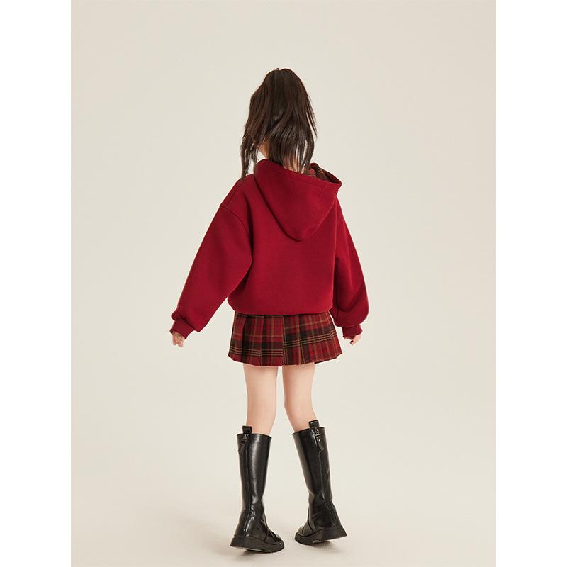 キッズ パーカー 秋冬 裏起毛 暖かい 女の子 子供服 トップス 新年 赤色 100cm 110cm 120cm 130cm 140cm 150cm 160cm