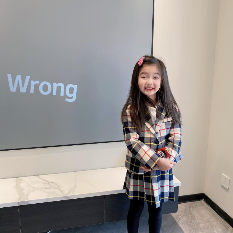 キッズ スーツ 全ウール 女の子 フォーマル セットアップ ジャケット ギャザー スカート チェック柄 ブリティッシュスタイル
