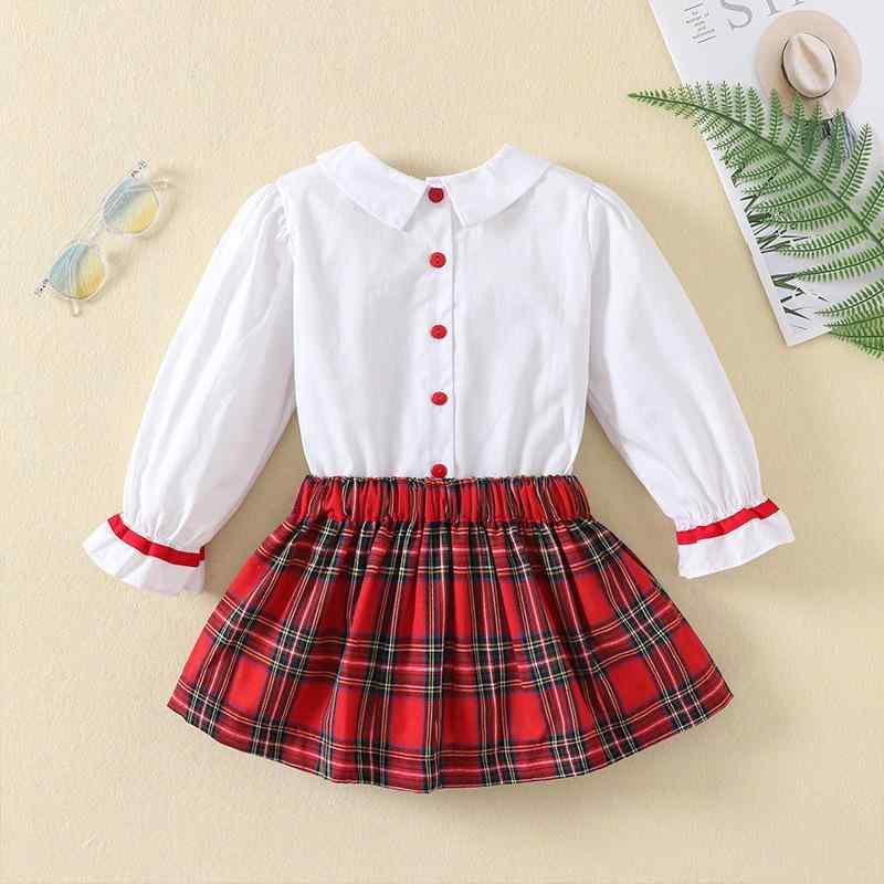 子供服 女の子 JK制服 セットアップ 長袖シャツ プリーツスカート 蝶結び チェック柄スカート 春秋