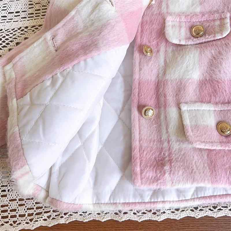 子供服 女の子 ツイード セットアップ 秋冬 格子柄 ジャケット スカート 2点セット 厚手 裏地付き 普段着 おしゃれ かわいい ガールズ フォーマル ピンク系