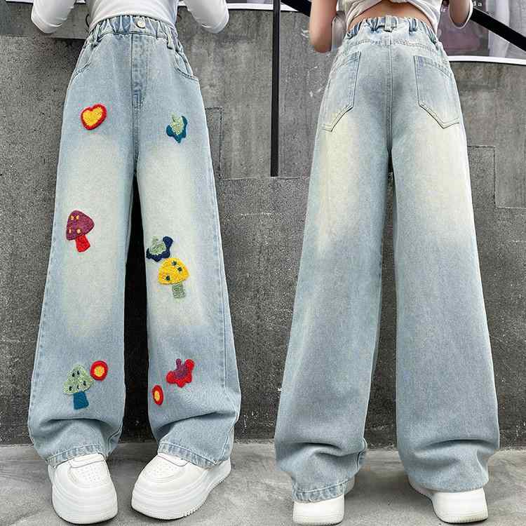 子供服 デニムパンツ 女の子 春秋 ゆったり ワイドレッグパンツ ガールズ ズボン ジュニア 120cm 130cm 140cm 150cm 160cm 170cm