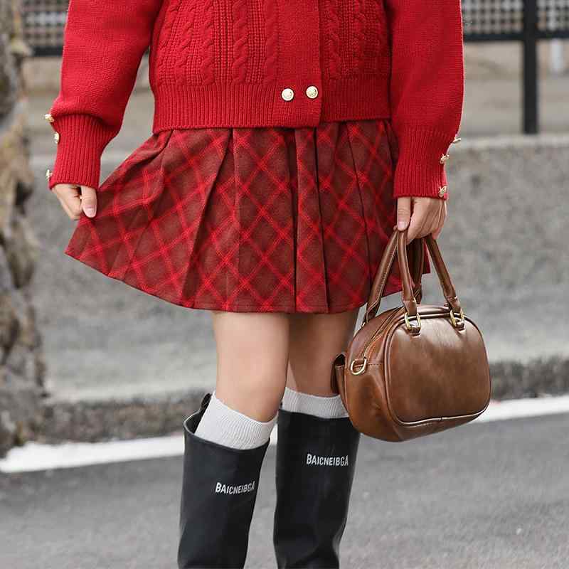 子供服 スカート 女の子 膝丈スカート チェック柄 プリーツスカート 秋冬 クリスマス 新年 ポリエステル ゆったり かわいい ガールズ ジュニア 140 150 160 170 180
