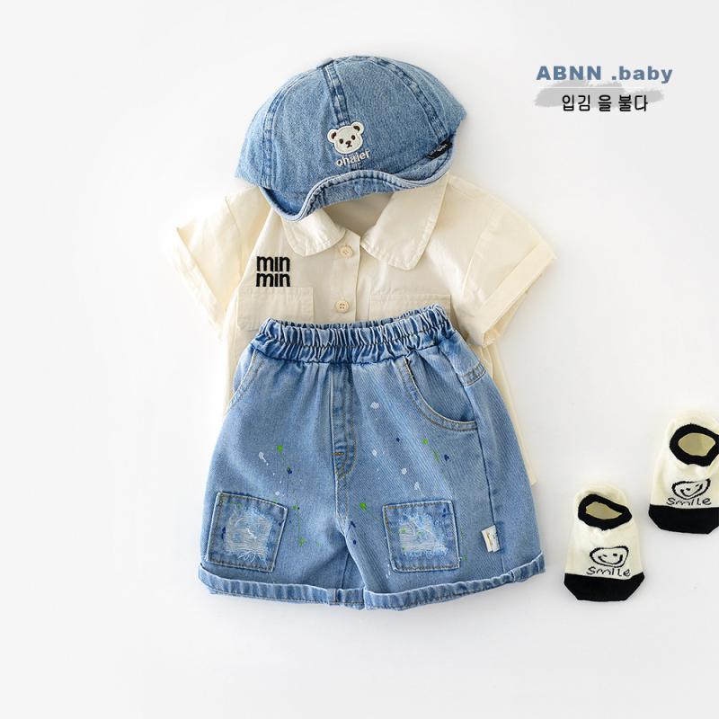 キッズ デニム ハーフパンツ ベビー 子供 中腰 パンツ ダメージ ウォッシュ加工 アメカジ 普段着 保育園着