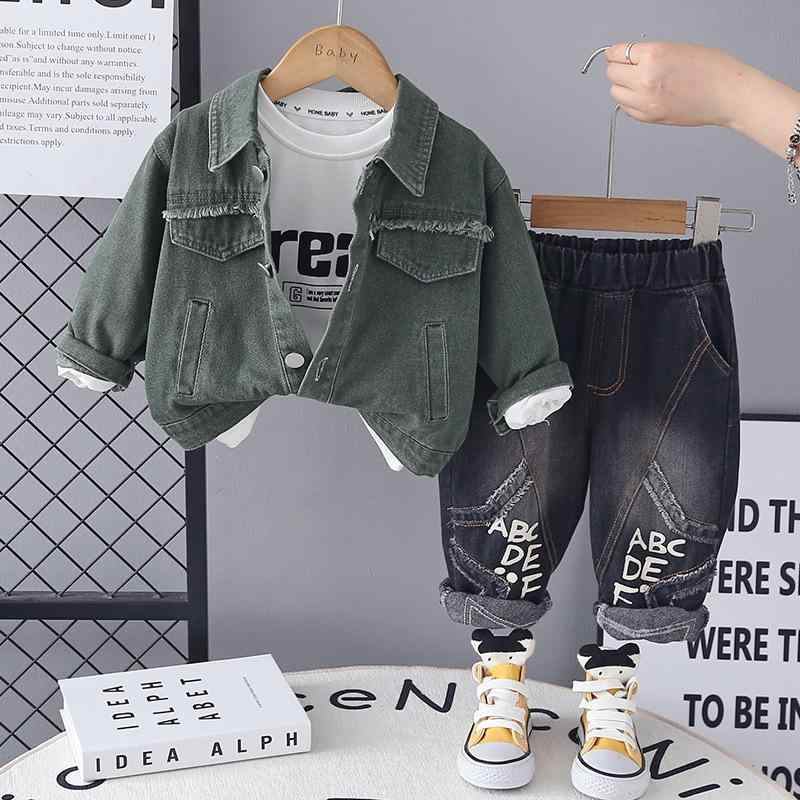 キッズ 服 セットアップ デニム ジャケット & パンツ 長袖 3点セット 春秋 男の子 ボーイズ おしゃれ かわいい 普段着 部屋着 綿