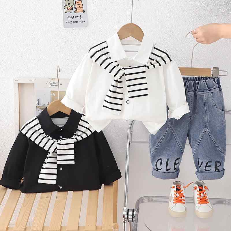 子供用シャツ キッズ 春秋 男女兼用 純色 カーディガン風 シャツ ベビー服 トップス パンツ セットアップ 綿100% 80 90 100 110 120