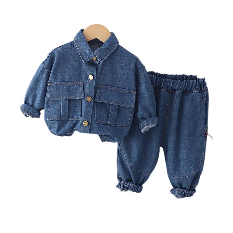 子供服 男の子 デニム セットアップ 長袖 Gジャン ロングパンツ 2点セット 春秋 カジュアル 綿80％