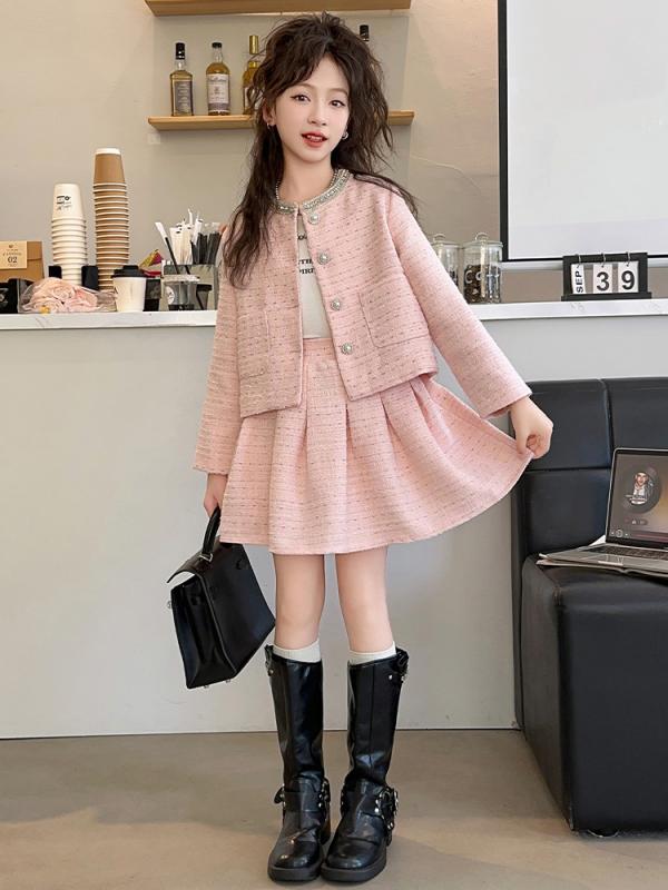 子供服 女の子 春秋 セットアップ ジャケット スカート 2点セット かわいい おしゃれ ガールズ フォーマル 発表会 入学式 卒業式