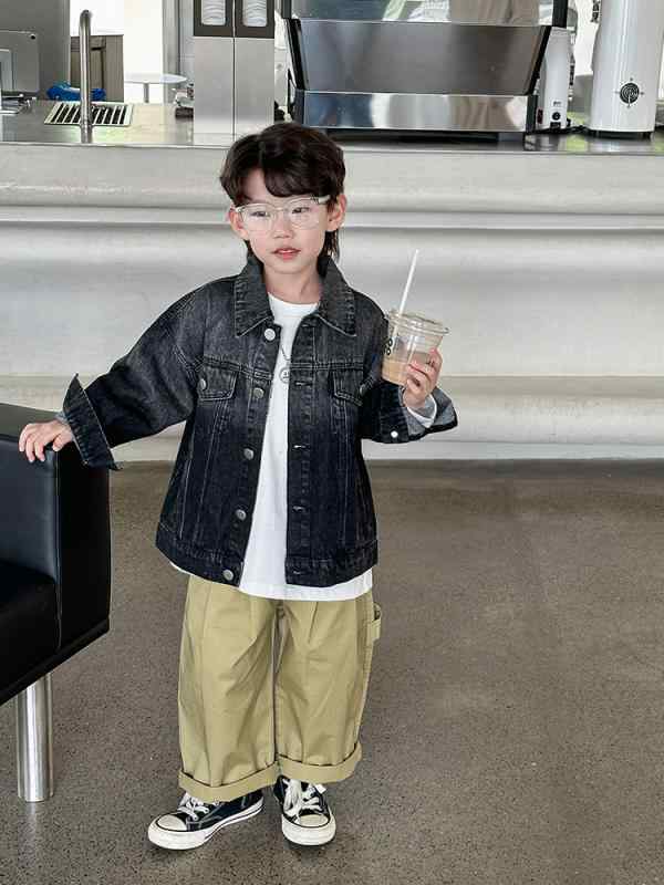 子供服 ジャケット 男の子 秋物 デニム 綿 長袖 キッズ アウター ボーイズ 春秋 おしゃれ 普段着