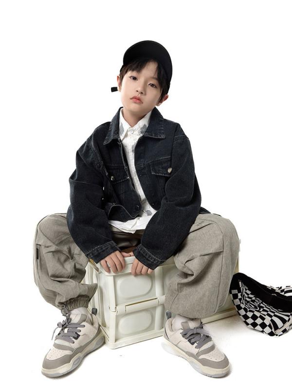 子供服 ジャケット 男の子 デニム アウター 韓国風 秋物 子供用 Gジャン ボーイズ カジュアル 普段使い レトロ コットン 120cm 130cm 140cm 150cm 160cm 170cm