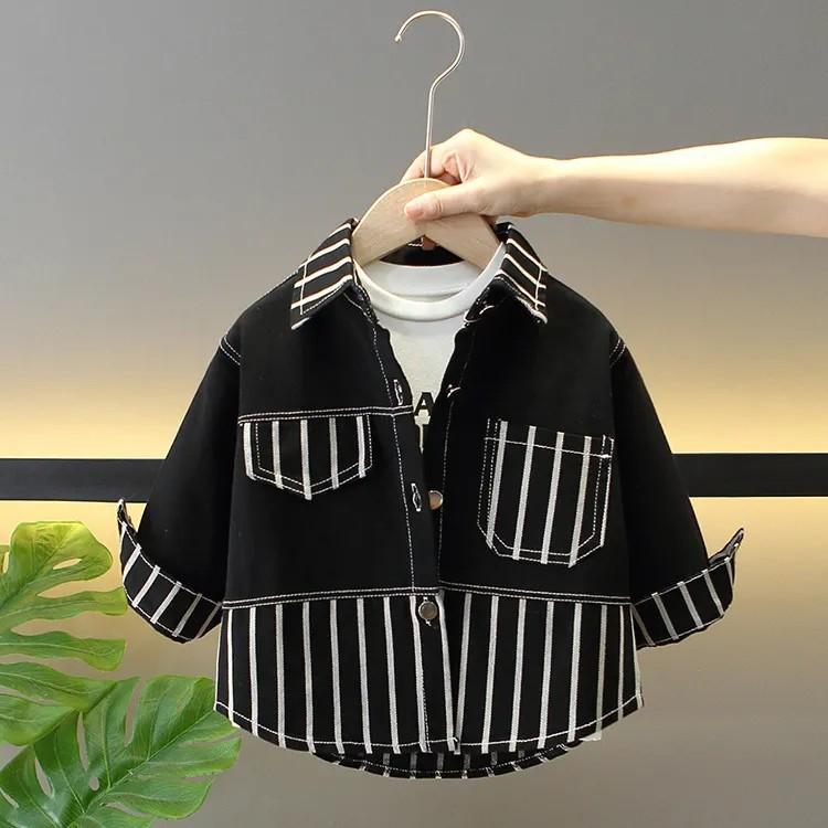 キッズ 男の子用 デニムジャケット シャツ 秋冬 子供服 アウター 長袖 ボーイズ カジュアル トップス 通園 通学 普段使い
