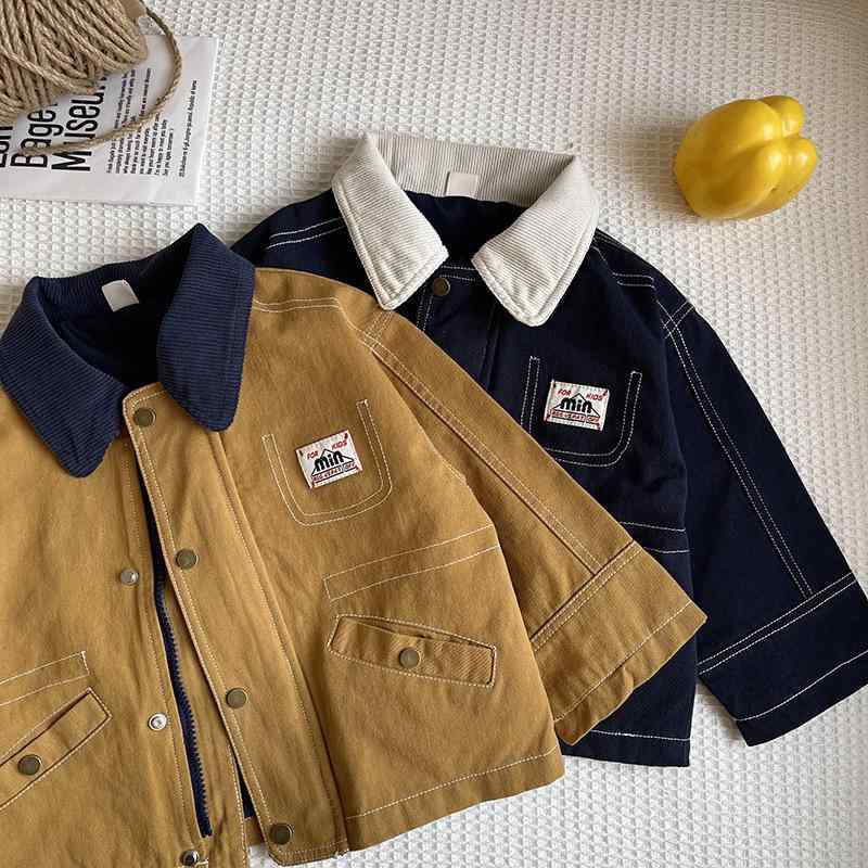 子供服 デニムジャケット 春秋 男の子 ワークジャケット アウター トップス ボーイズ キッズ 襟付き 綿100% 普段着 韓国風 おしゃれ 90 100 110 120 130 140