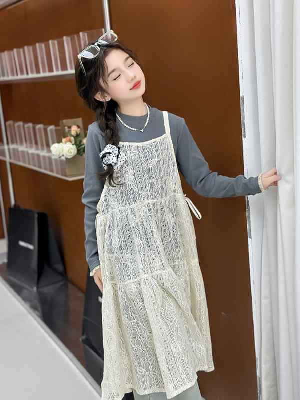 子供服 女の子 春物 パンツセット 長袖トップス デニムワイドパンツ 2点セット ガールズ カジュアル 普段着 通学着