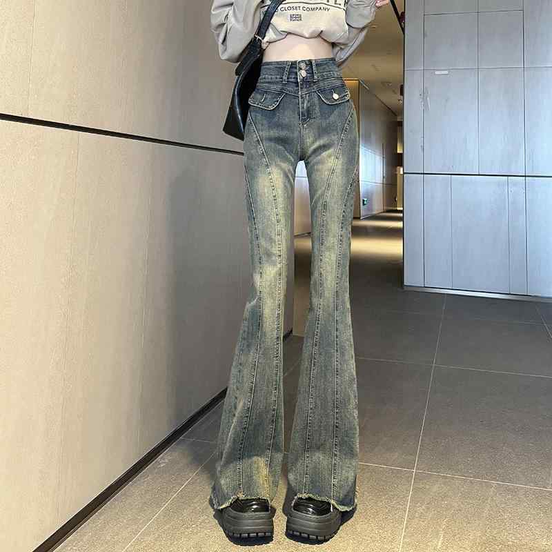 デニム レディース 春 高見え ヴィンテージ風 ハイウエスト スキニー ストレッチ 美脚 脚長 ジーパン ズボン ボトムス 黄色 イエロー XS S M L XL XXL