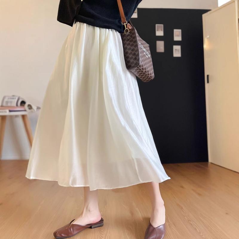 スカート レディース 春夏 ミモレ丈 フレアスカート 白 高見え Aライン 上品 通勤 オフィス きれいめ おしゃれ