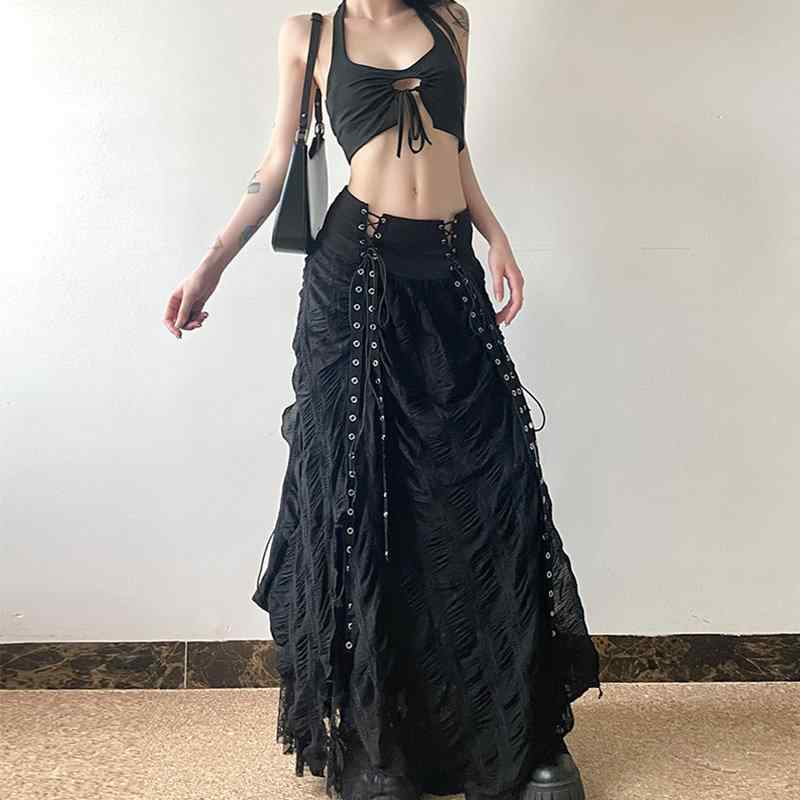 スカート レディース レース 網目 Aライン ロングスカート 春秋 高見え ハイウエスト 着痩せ 普段使い お出かけ デート|イーマイショップ
