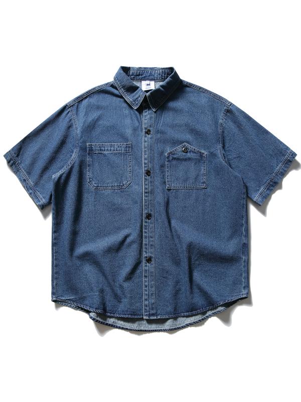 シャツ 男性用 アメカジ デニム ウォッシュ加工 半袖 コットン トップス ワークシャツ ポケット 普段使い 接触冷感 6,073円