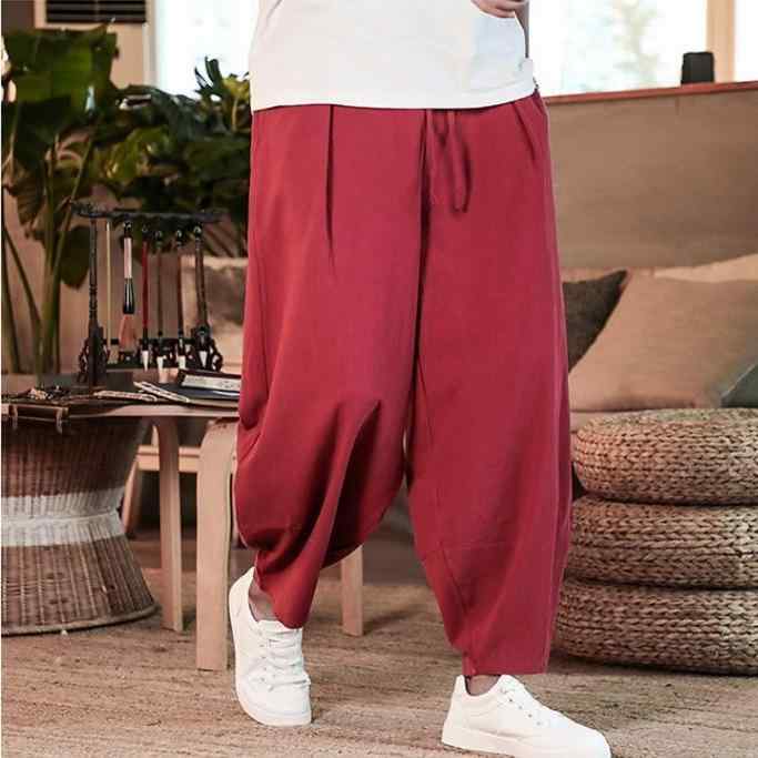 パンツ メンズ 男性用 9分丈パンツ 中国風 コットンリネンパンツ リラックスパンツ ルーズフィット 運動着 部屋着 大きいサイズ ブラック レッド ネイビー グレーグリーン 春秋