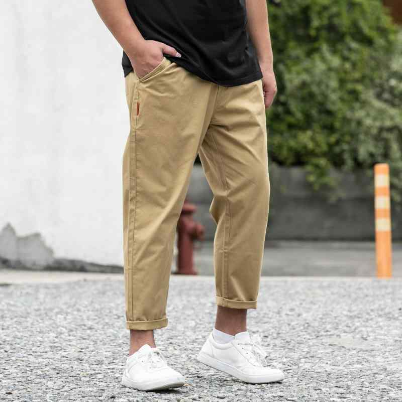 パンツ 男性用 ストレッチ 伸縮性 9分丈パンツ ズボン 大サイズ ゆったりサイズ 無地 普段使い 高身長向け ブラック 黒色 ブルー 青色 グレー カーキ色