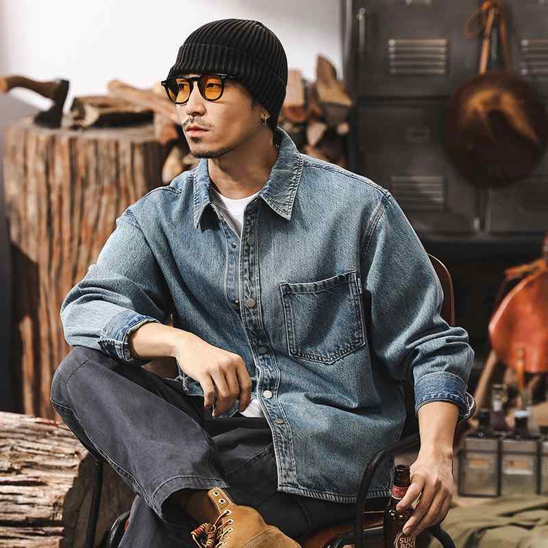 シャツ メンズ 接触冷感 再生繊維 デニム ワークシャツ ブルゾン 春秋 男性用 トップス アウター