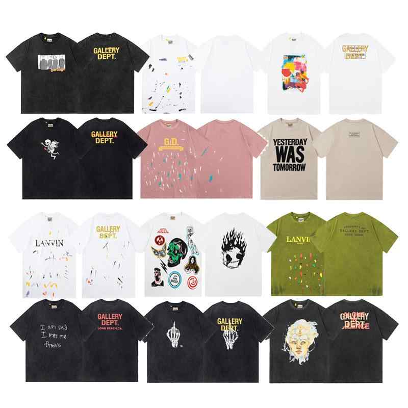 Tシャツ 男性用 ストリート ヒップホップ 半袖 コットン ロゴ プリント ルーズ レトロ ウォッシュ加工 ブラック ホワイト ベージュ ブルー レッド