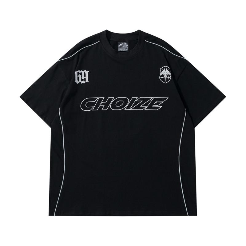 Tシャツ メンズ 半袖 コットン ロゴプリント ストリート カジュアル トップス ルーズフィット ブラック ホワイト(x2)