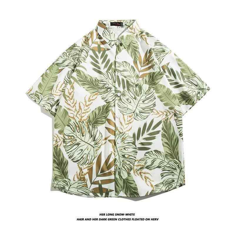 シャツ 男性用 アロハシャツ 半袖 リゾート 海 リネン 混 レトロ 港スタイル 花柄 オープンカラー 接触冷感