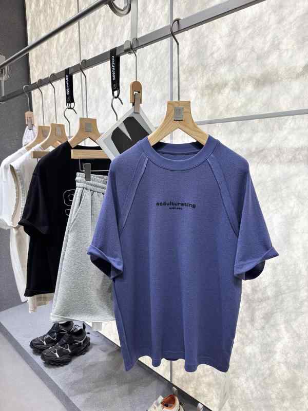 Tシャツ 男性用 コットン ゆったり ラウンドネック 半袖 トップス 紫 パープル ストリート カジュアル