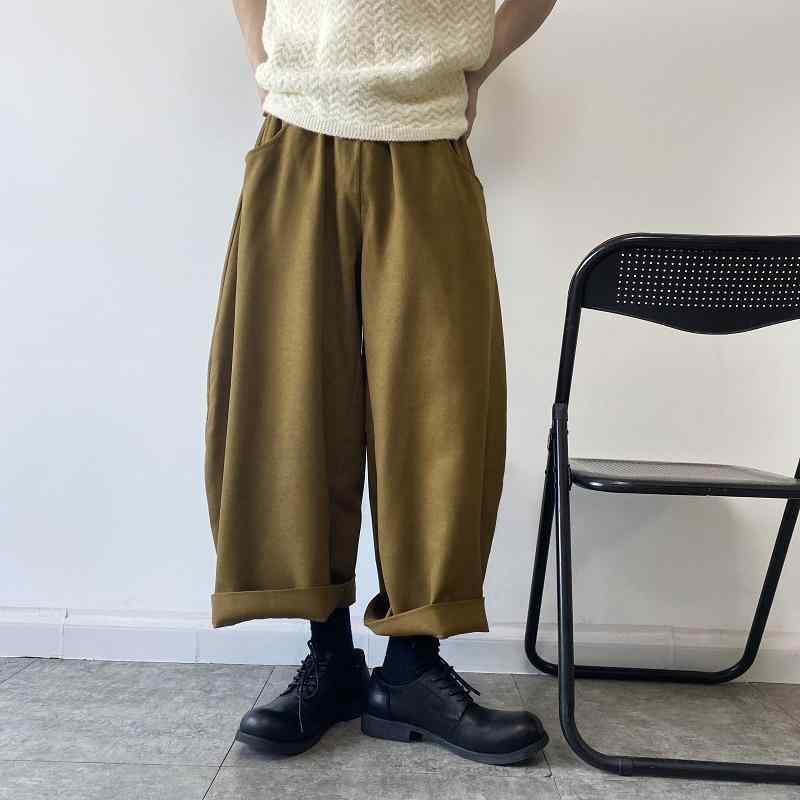 パンツ 男性用 ワイドレッグパンツ カジュアルパンツ 無地 ポリエステル ブラック イエロー 普段使い